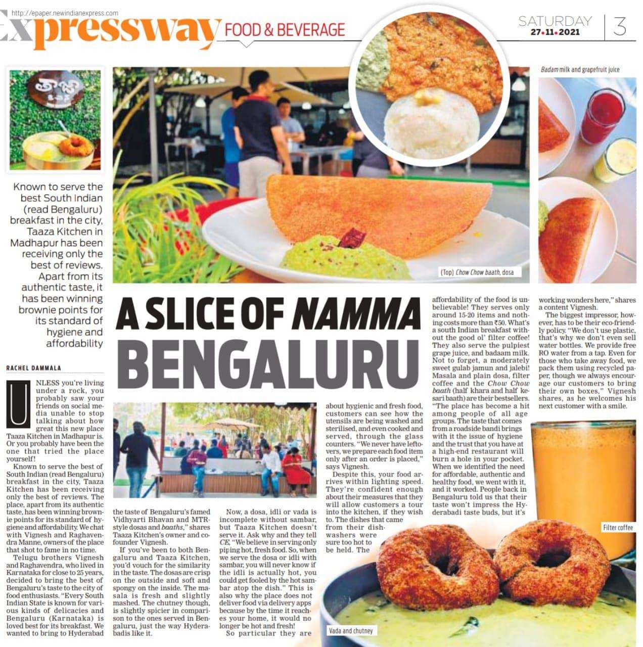 Xpressway – Taaza Kitchen Article